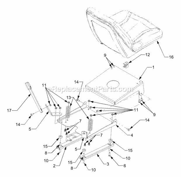 Seat Assembly Diagram and Parts List for 7284 54AD74H-710, 54AT74H-710 Cub Cadet Lawn Tractor